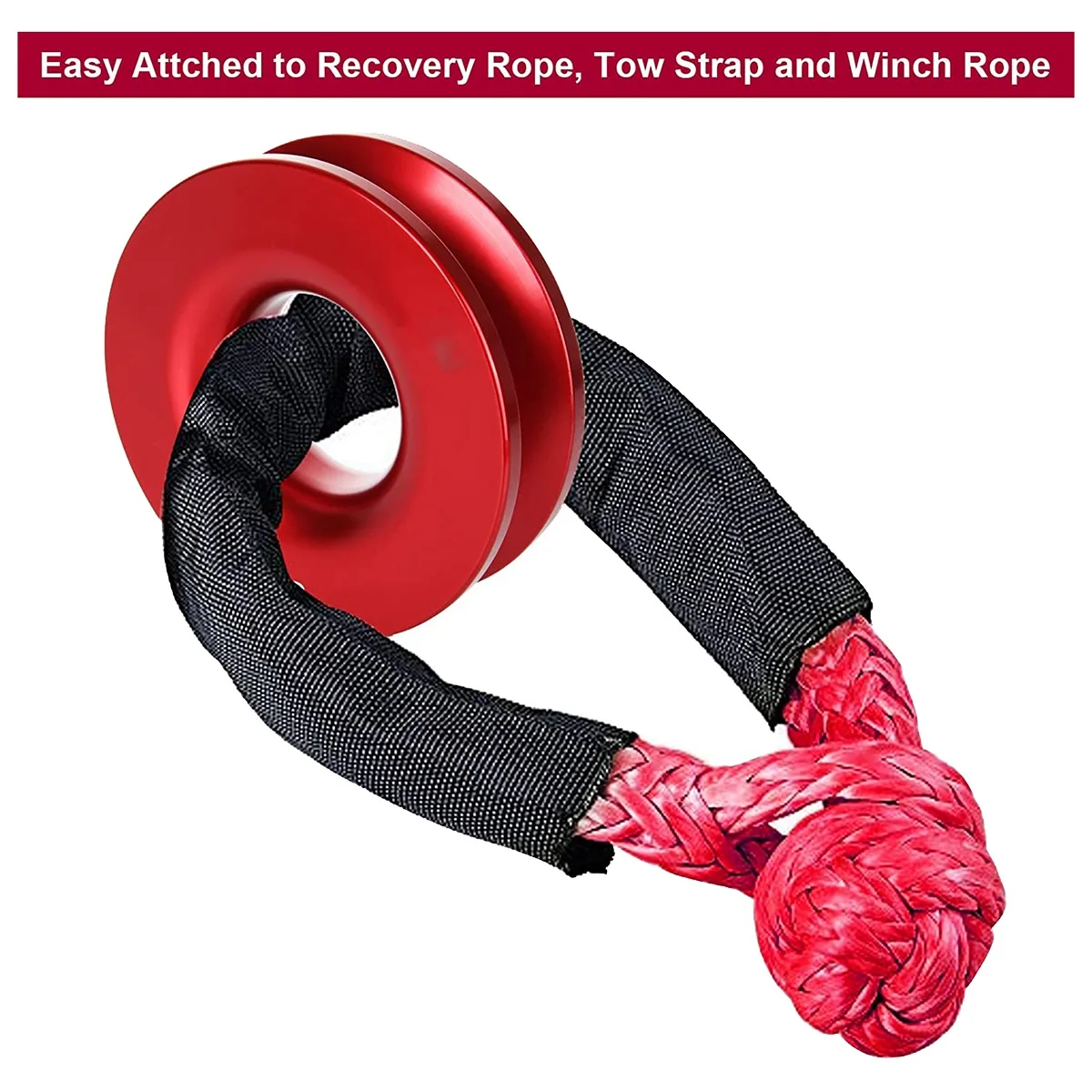 حلقة استعادة تكبل ناعمة، حلقة استرداد ونش انتزاع لشاحنة ATV UTV SUV Recovery 41000 رطل، أحمر للبيع بالتجزئة