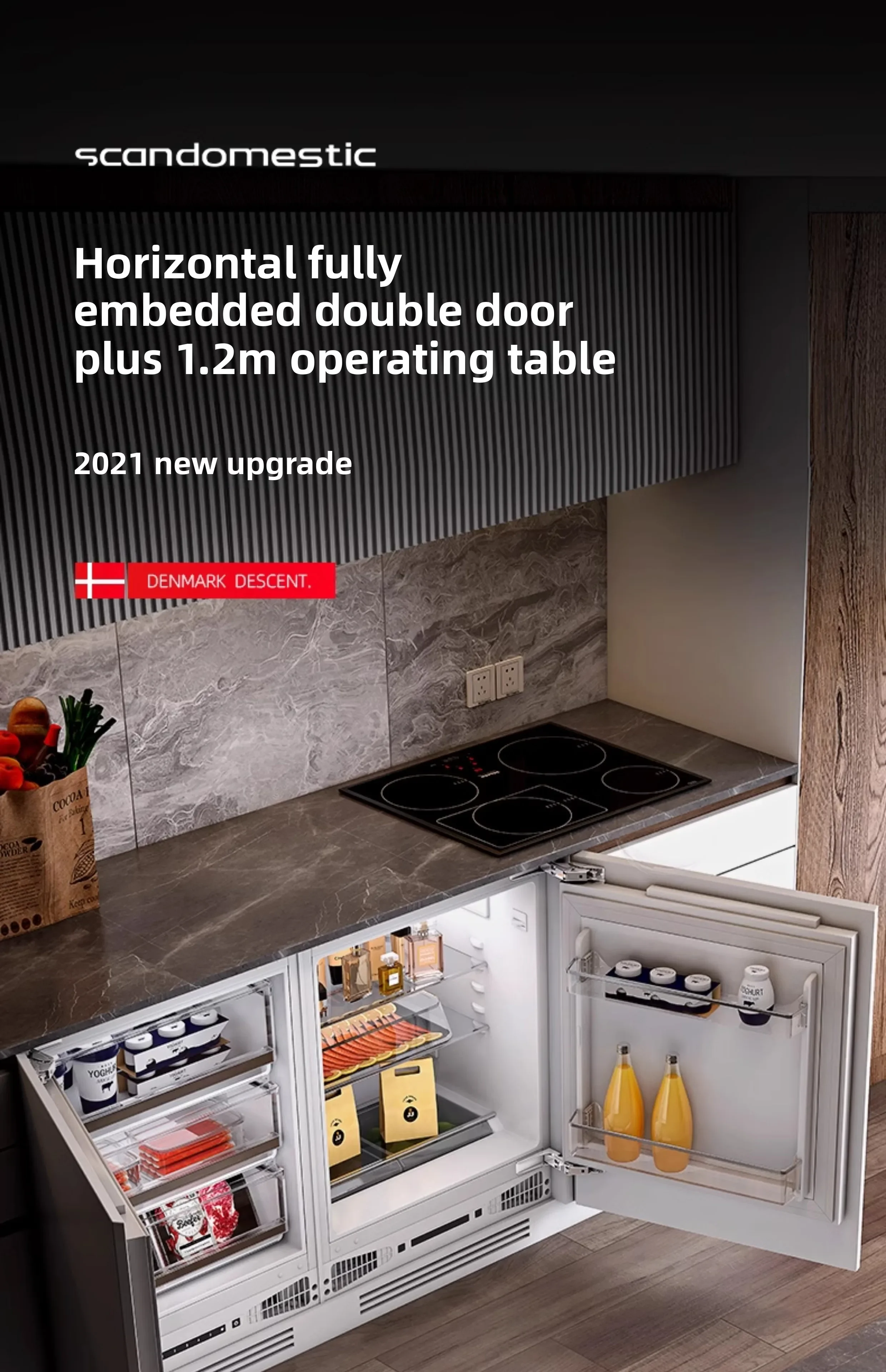 ABB  Under the counter Island Embedded small refrigerator Small household refrigeration Freezing Kitchen Opposite door