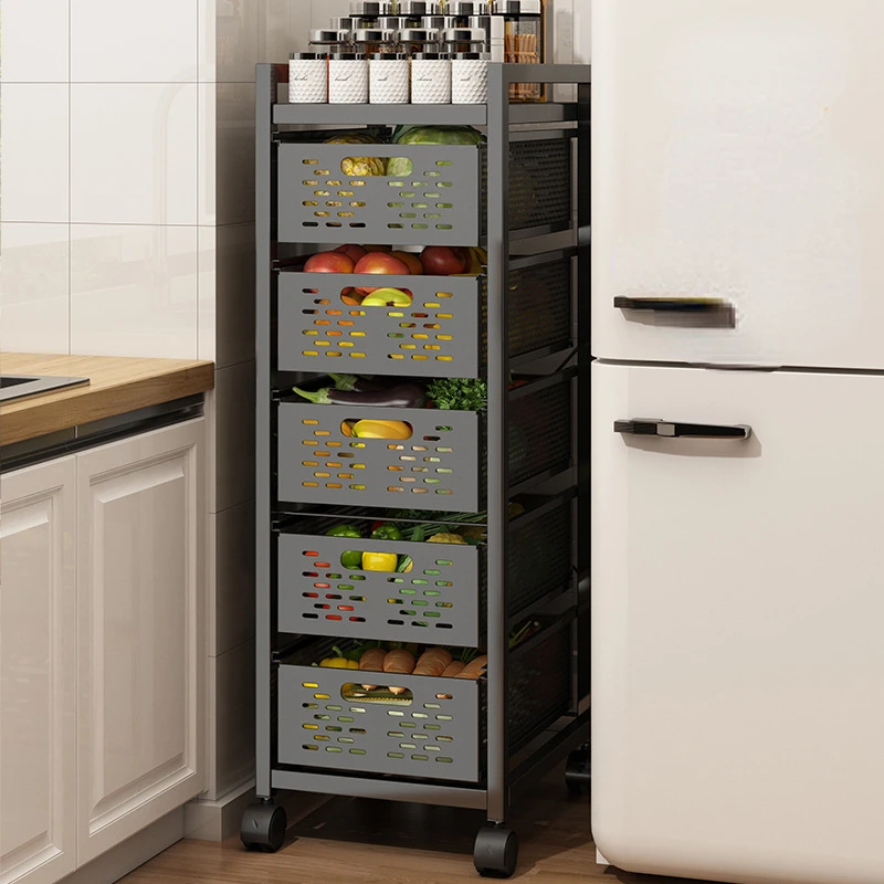 

Shelf can draw cabinet vegetable seasoning basket drawer type floor-to-ceiling multi-layer slotted storage kitchen storage