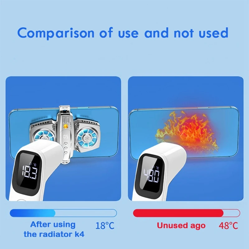 Portable Mobile Phone Cooler Semiconductor Dual Cooling Fan Radiator Phone Holder Game Heat Sink Fun Cooler