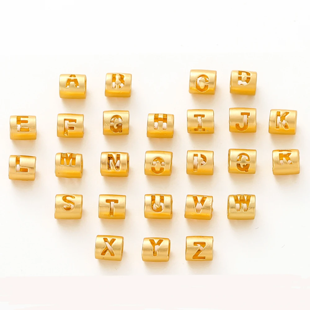 10pcs 14K Gold Plated Brass 26 Letter Digital Round Spacer Beads DIY Jewelry Making Supplies Bracelets Necklace Beaded Component