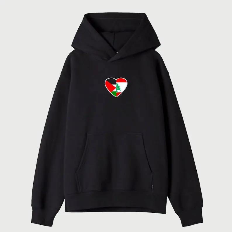 New in Hoodies & Sweatshirts Black Hoodies Palestine Lebanon Merch Sticker Printing T-shirt Hoodied Y2k Clothes Sweatshirt Tops