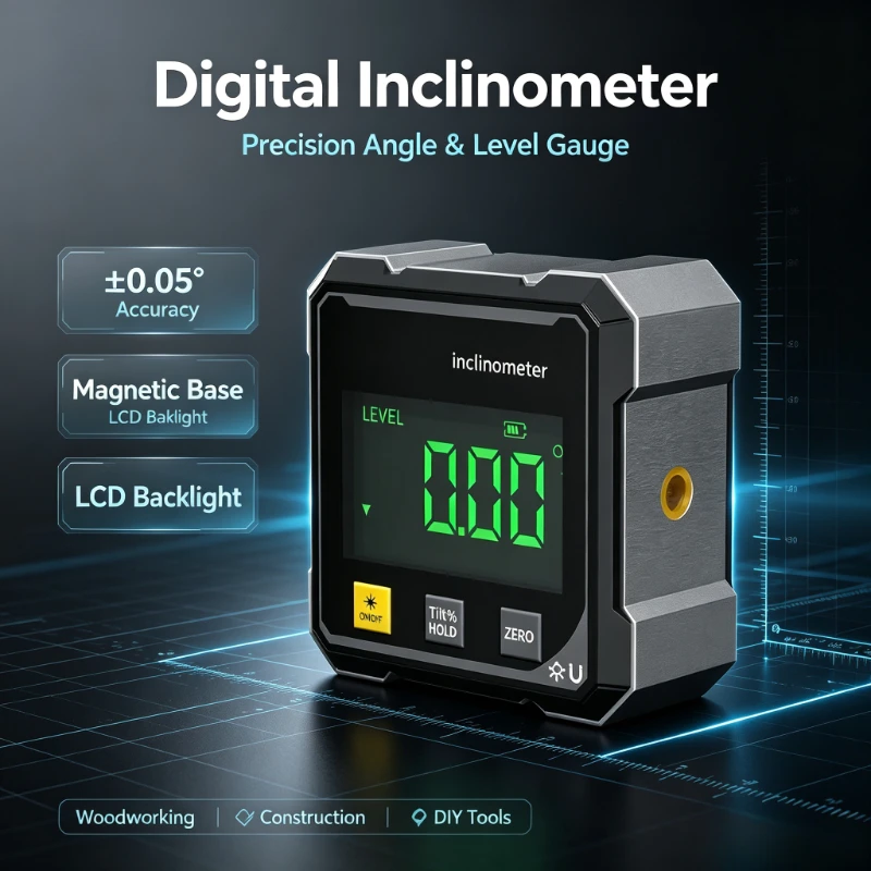 Electronic Angle Gauge 4-sided Magnet with Dual Laser Digital Laser Instrument with Level Measuring Horizontal Angle Inclination