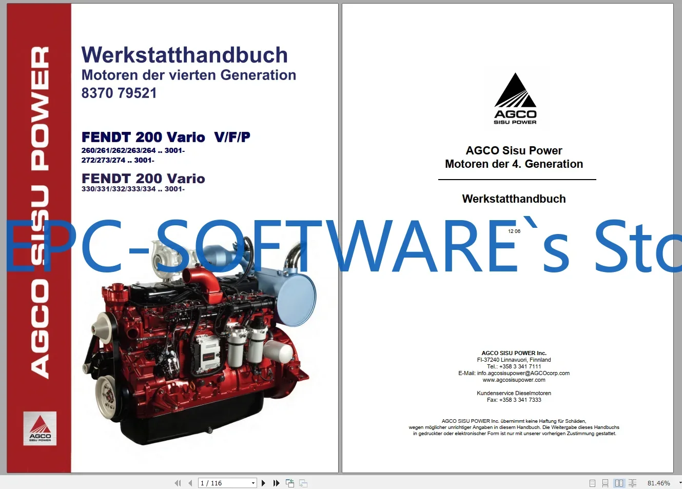 

EPC-OFTWARE ТРАКТОР FENDT 26,4 ГБ Обновленный в формате PDF Диаграммы, руководство по эксплуатации и мастерской, немецкий DVD