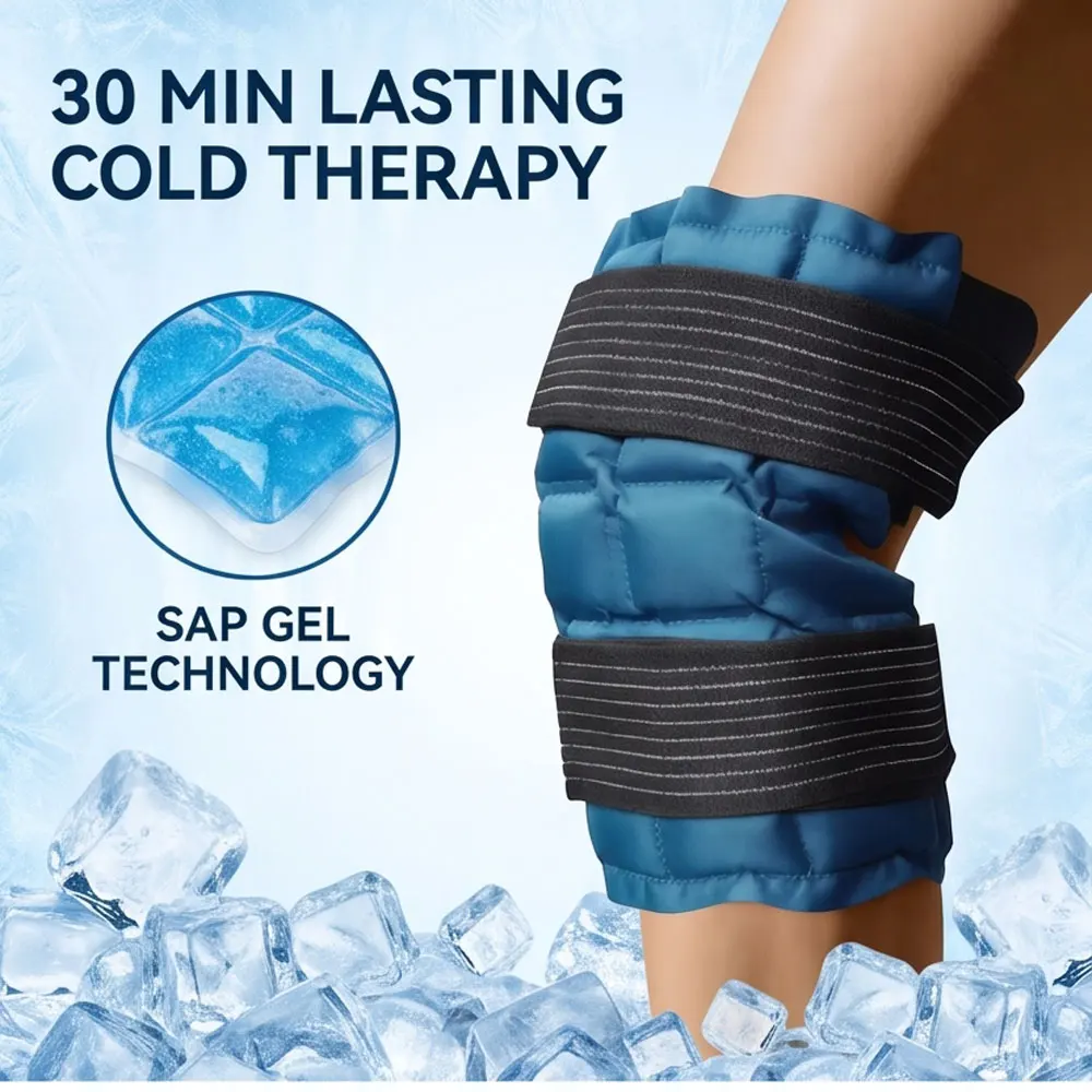 Selbstwasserabsorbierende Kalt-Warm-Therapie Kniebandage, Wiederverwendbare Eispackung für Schwellungen, Wärmekompresse für Gelenkkomfort, Verstellbar