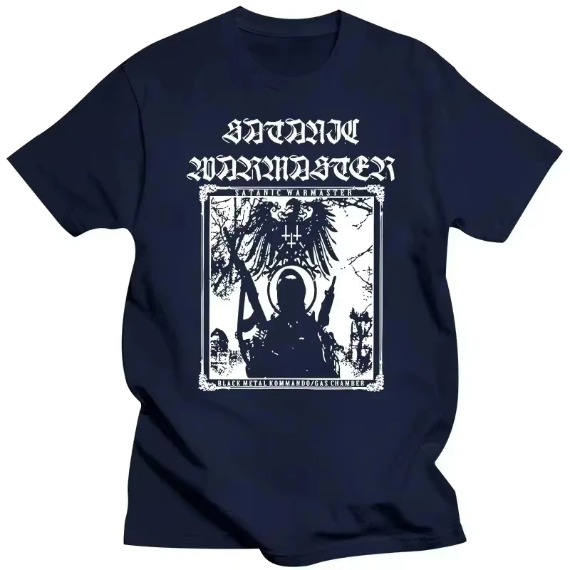 Satanic Warmaster Black Heavy Metal Short Sleeve Men Pure Cotton Tee Casual Vintage Tops Harajuku Streetwear Leisure T-shirt