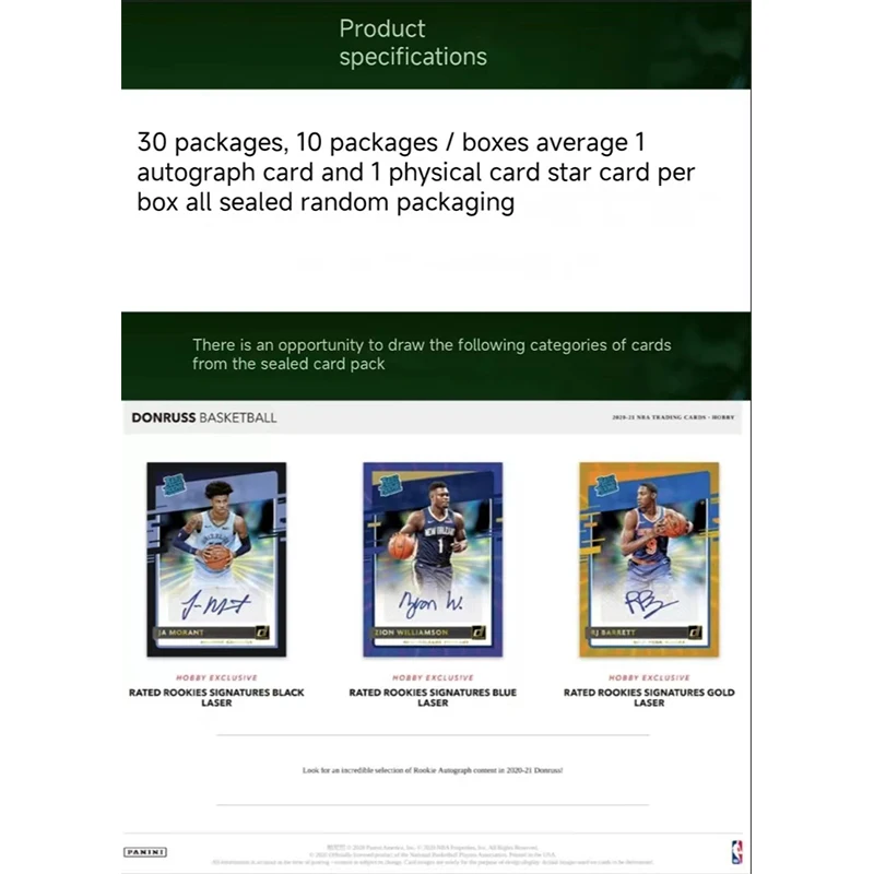 Panini 2020-21 Donruss Average 1 Autographed Card + 1 Physical Card Per Box Christmas Birthday Gift Game Toys Collection Card