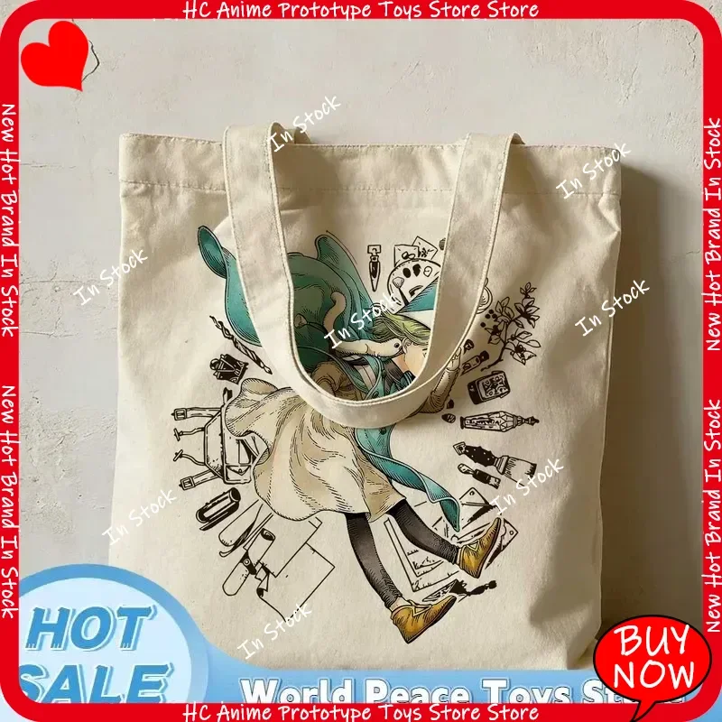 

Japanese Anime Witch Hat Atelier Large Canvas Tote Bag Shoulder Handbag Multi-use Lunch Storage Bag Fashion Daily Carry Gift