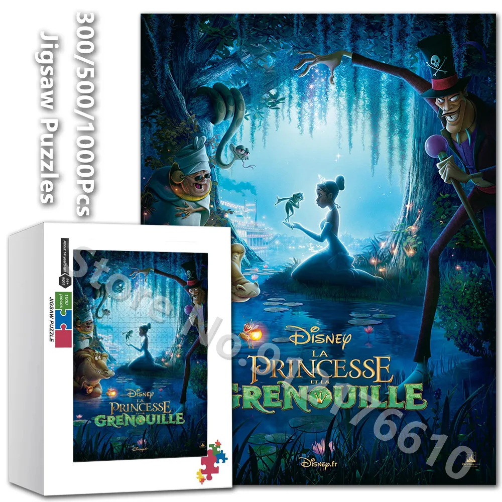 Puzzle de la Princesse et la Grenouille, 300/500/1000 Pièces, Film Disney, Jeu Familial, Éducatif, Jouets de Décompression