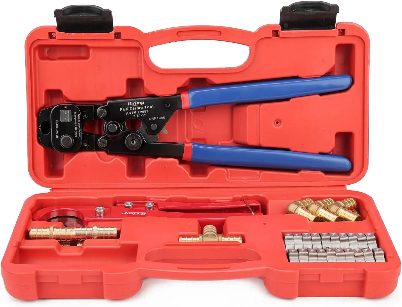 

Набор инструментов для обжима PEX-труб с фитингами и резаком для труб PEX диаметром от 3/8 до 1 дюйма, включая кольца