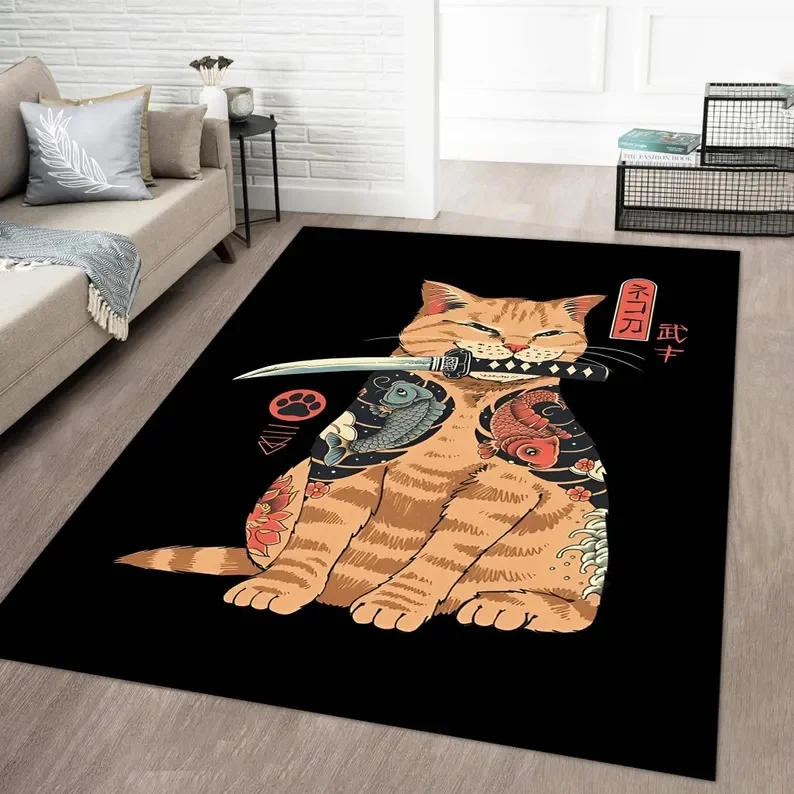 Japanese Cat Rug Anime Rugs Fantastic Rugs Japanese Rug Colorful Rug Kitchen Rug Modern Rug Bedroom Rugs Area Rug Anime Cat Rug