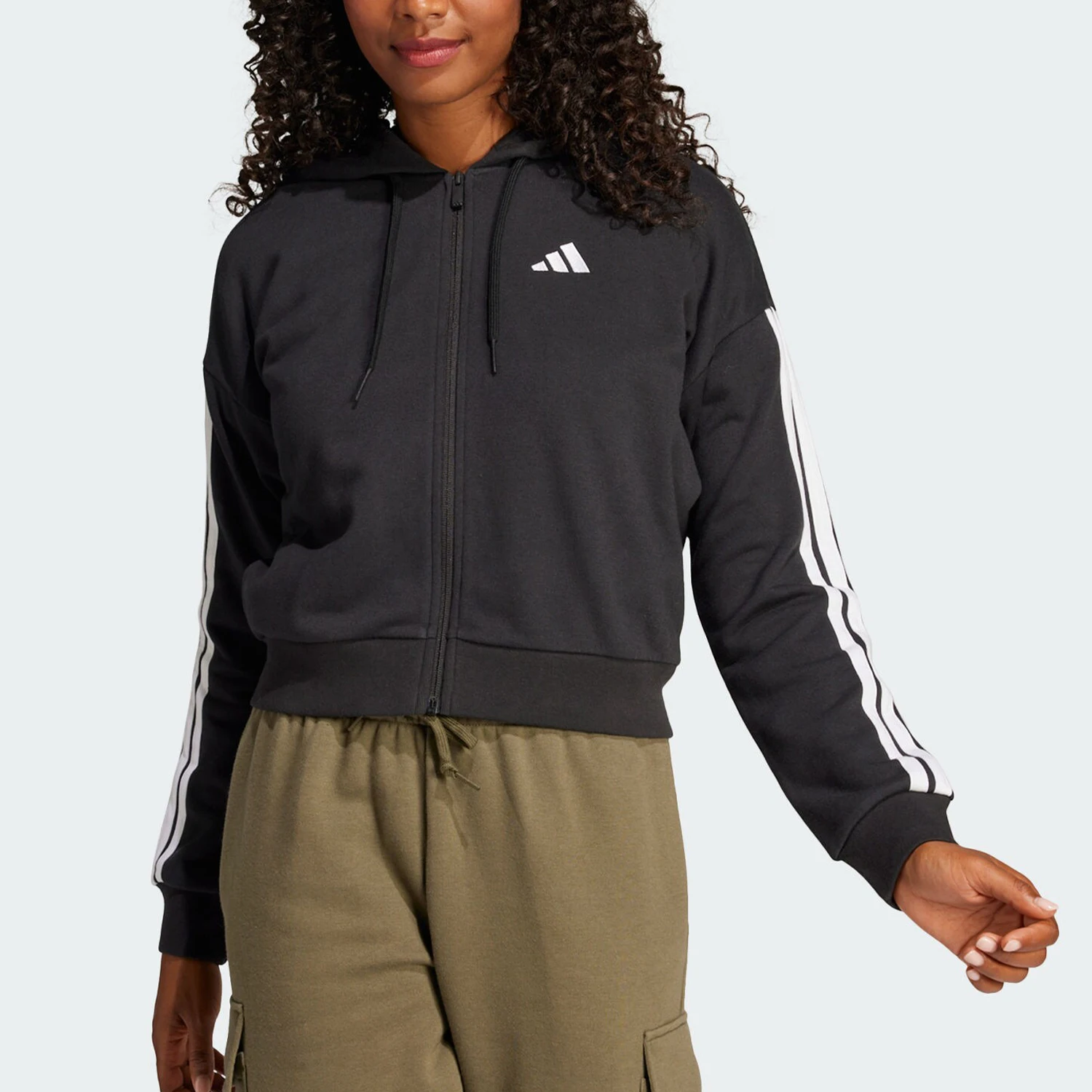 

Официальная женская куртка с капюшоном Adidas W 3S FT FZ HD JE0052