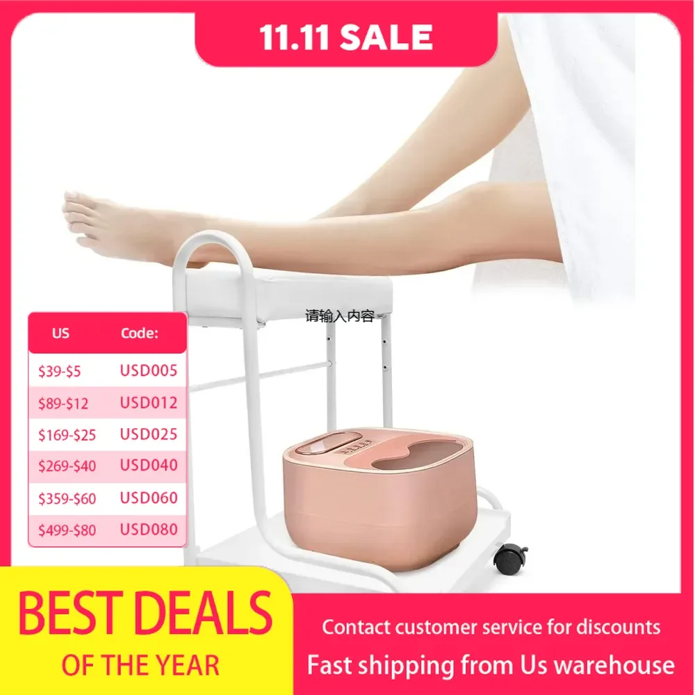 Pedicure Manicure Beauty Salon Nail Foot Bath ,  Portable Esthetician Trolley Cart for Foot Rest 3 Adjustable Height PU Cushion