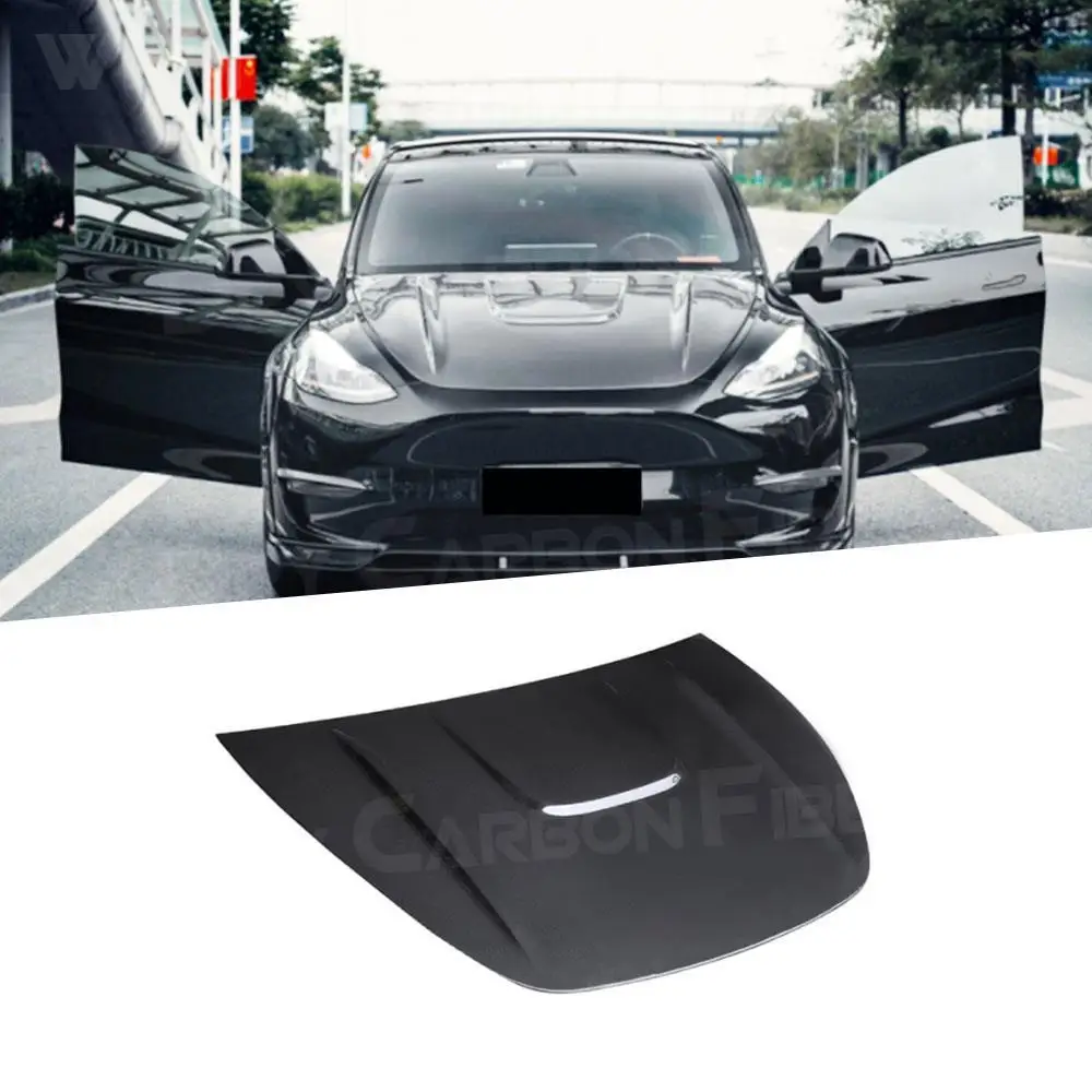 

Carbon Fiber Car Engine Hood Bonnet For Tesla Model Y Front Bumper Engine Hood Cover Body Kit Parts