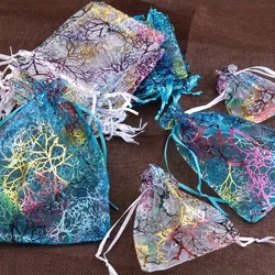 Colorful Organza Bags Jewelry Gift Pouches Wedding Favor Drawstring Bags Candy Packaging for Valentine’s Day Birthday Supplies