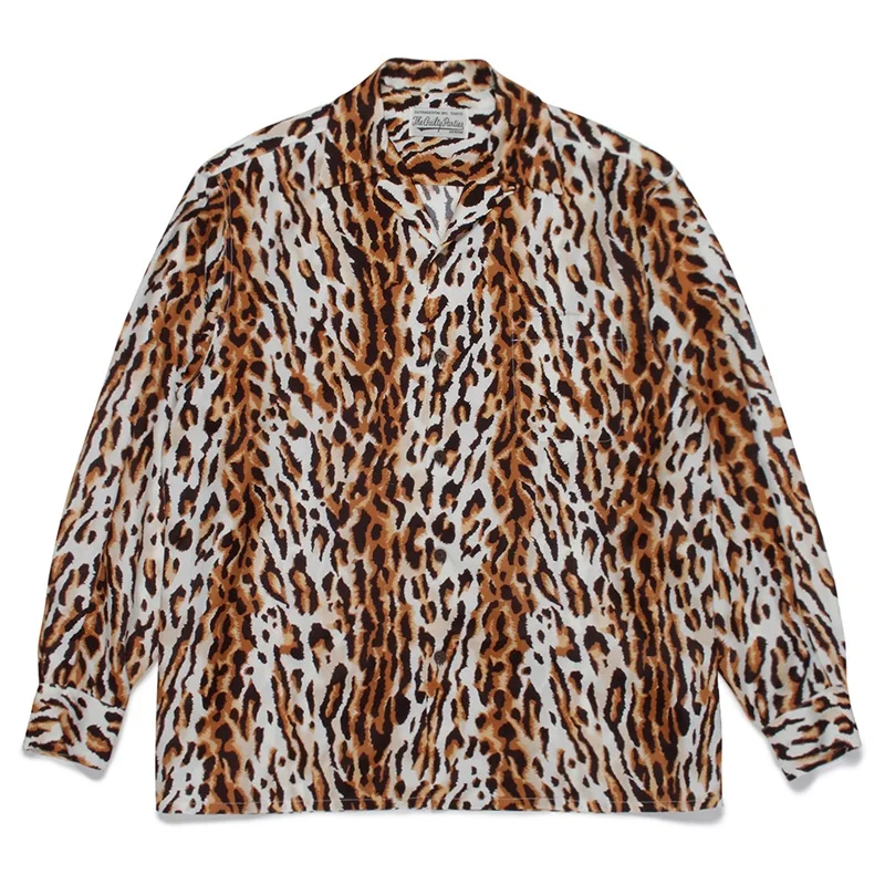 WACKO MARIA Autumn Winter New Classic Leopard Hawaii Long Sleeve Shirt High Quality Men's Women's Tops Shirt