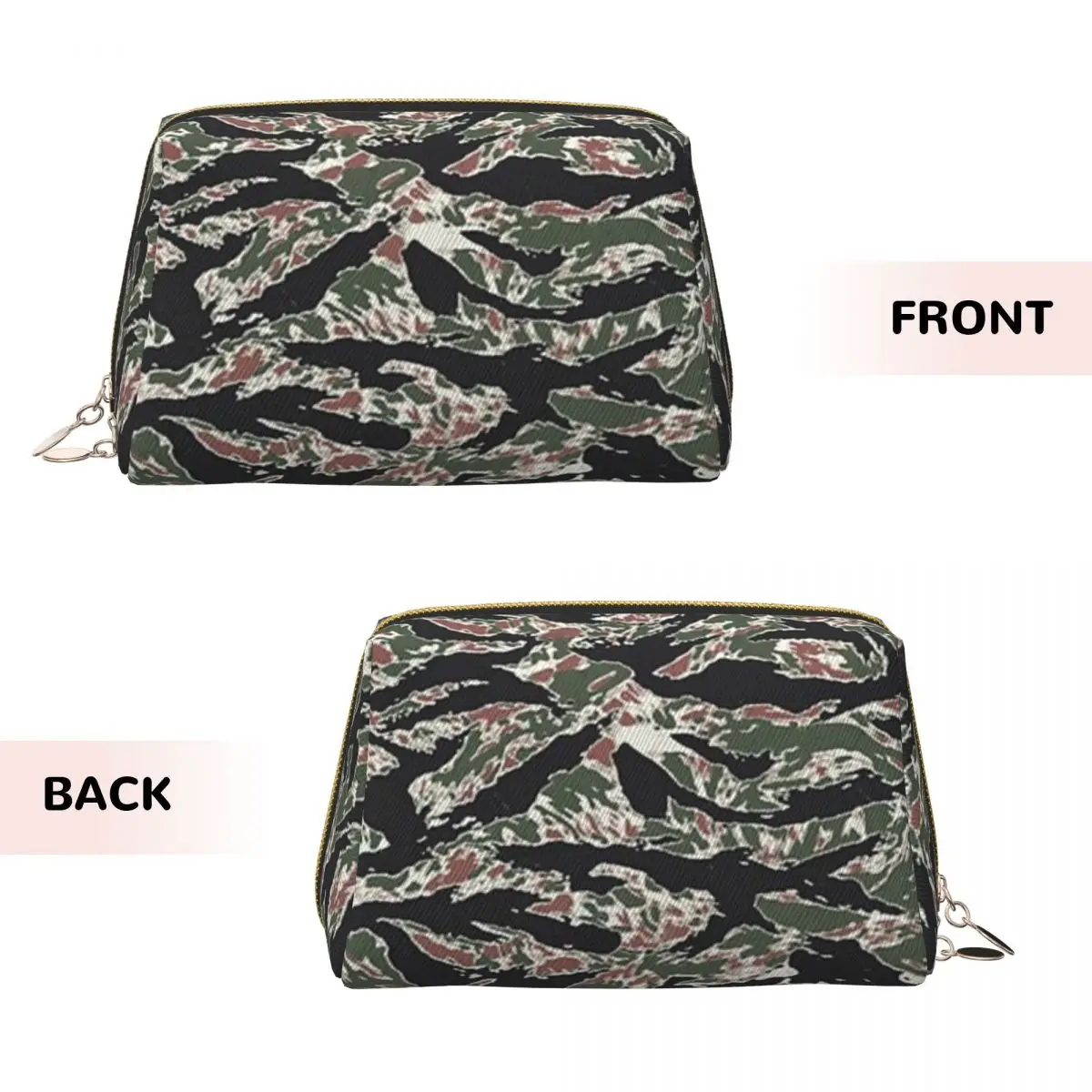 Tiger Stripe Camouflage Military Camo Women Cosmetic Bag Travel Makeup Organizer Pouch Toiletry Storage Dopp Kit Box