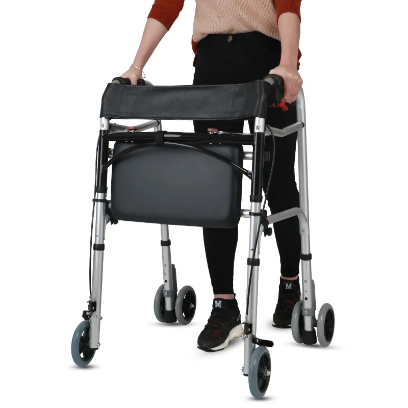 Aluminum Two Button Folding Walker Ce Rehabilitation Therapy Aluminum Alloy Power Assist Price Motorized Rollator Walker Wheel