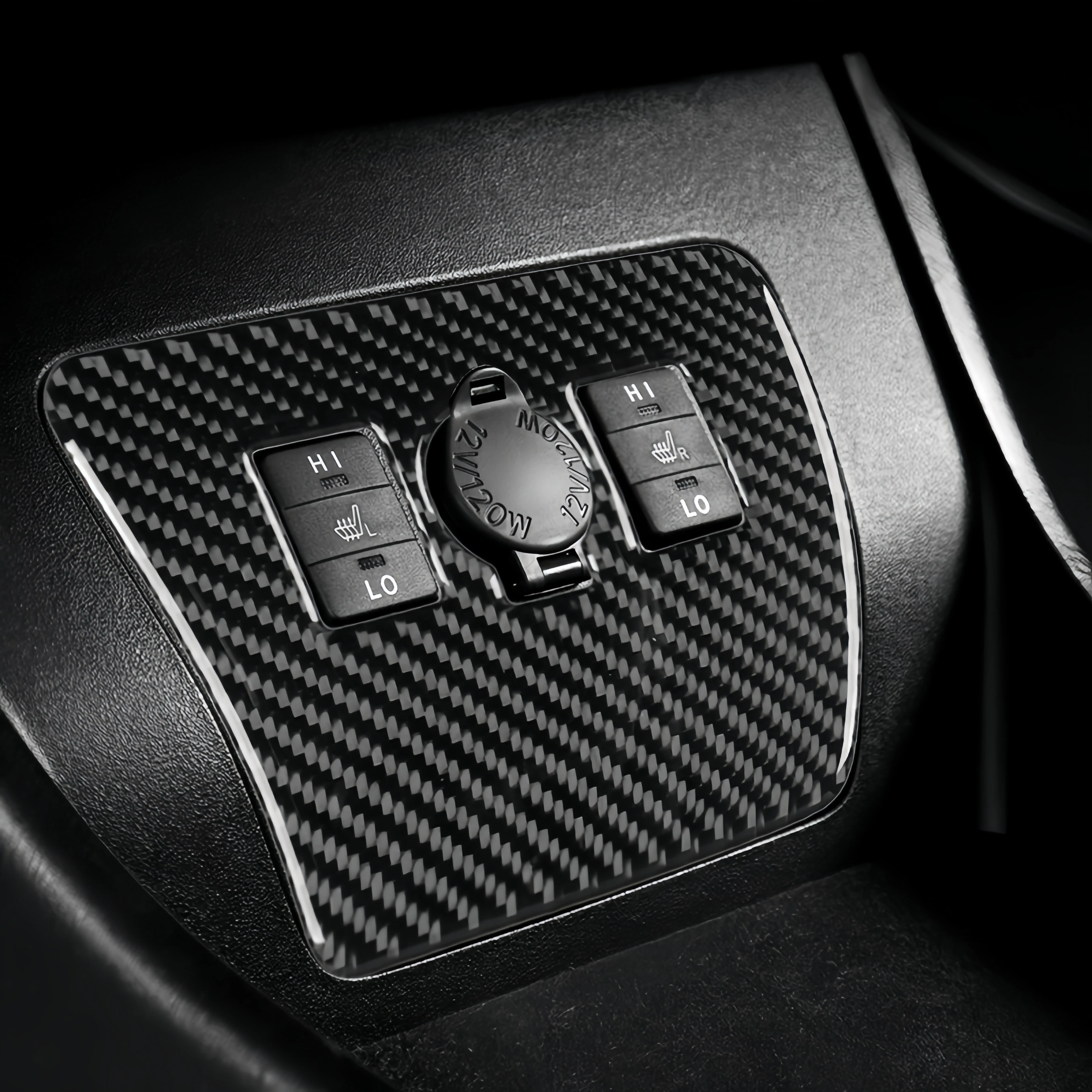 Para toyota prius 2012-2015 fibra de carbono botão de saída de energia do carro painel guarnição capa decoração adesivo acessórios interiores