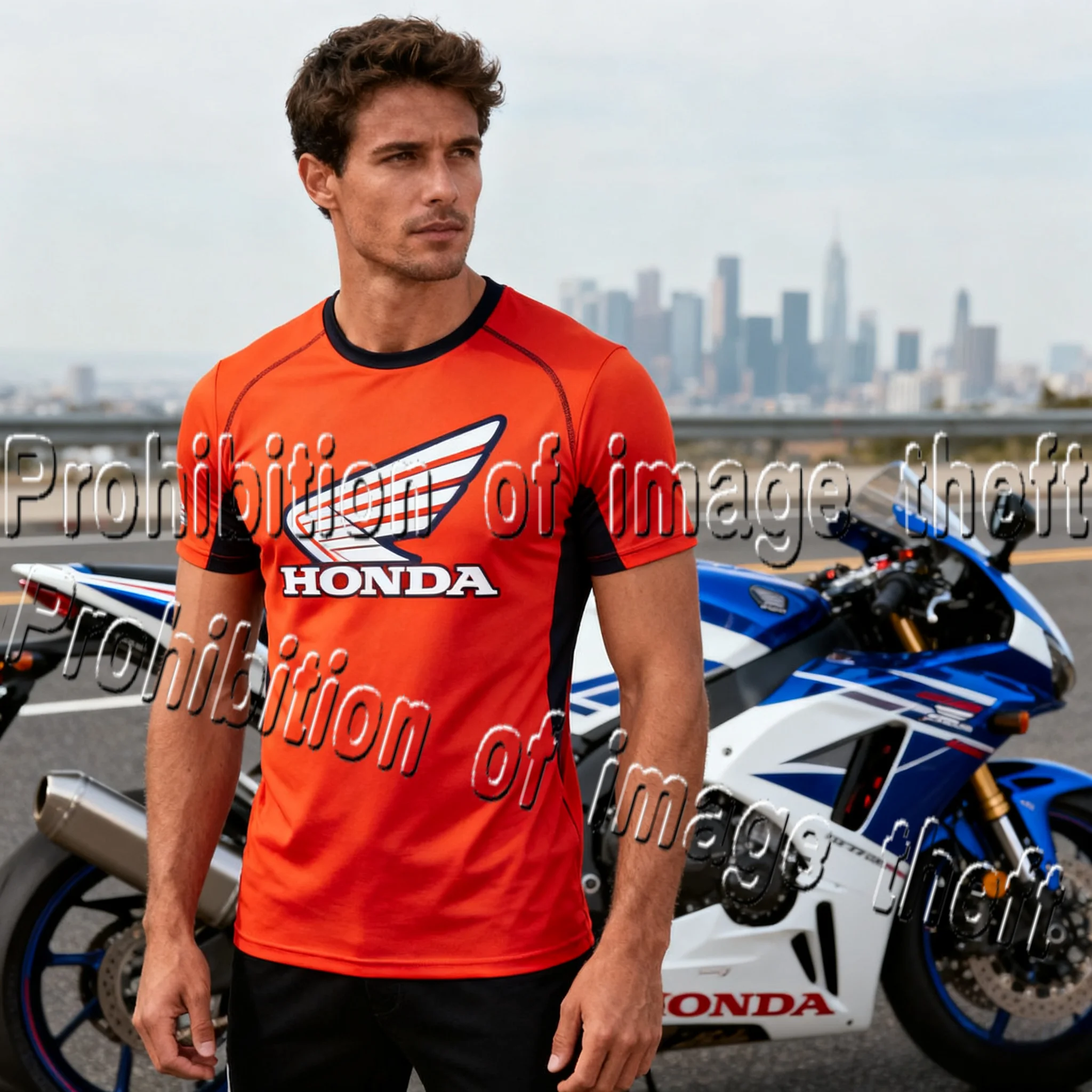 

Honda Team Short Sleeved Racing Culture 3D Printed Quick Drying Men's Motorcycle Quick Drying Plus Size T-shirt