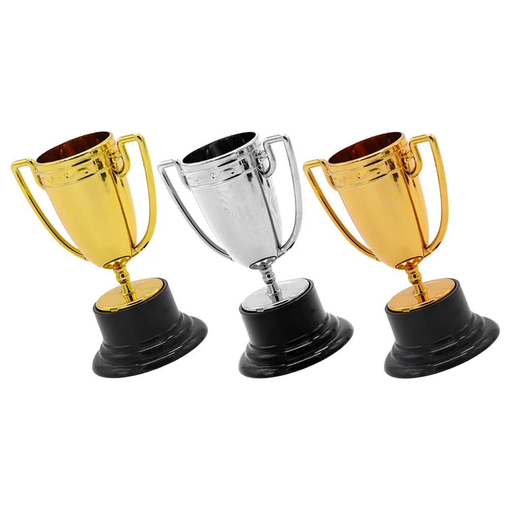 

3 Pcs Model Party Trophy Participation Kids Award Trophies Football Decor Toy Gold Silver Competition