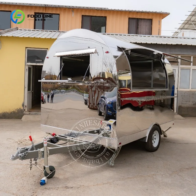 

Roundness Pizza Oven Trailer Food Kiosk Mobile Ice Cream Food Truck with Full Kitchen