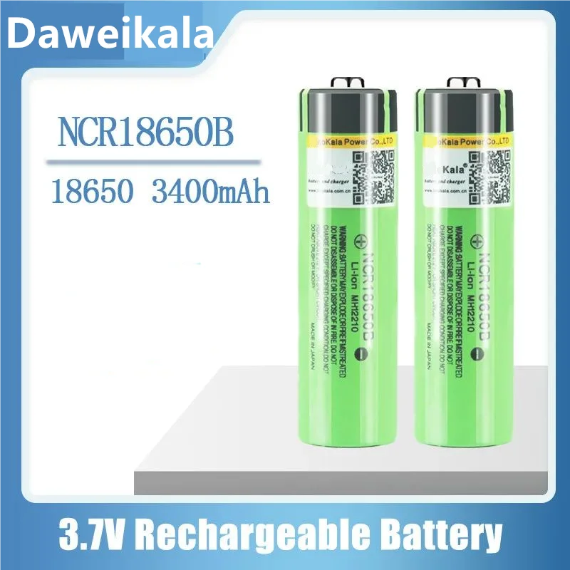 Daweikala-new NCR18650B 3.7v 3400 mAh 18650 Lithium Rechargeable Battery with Pointed (No PCB) batteries + 18650