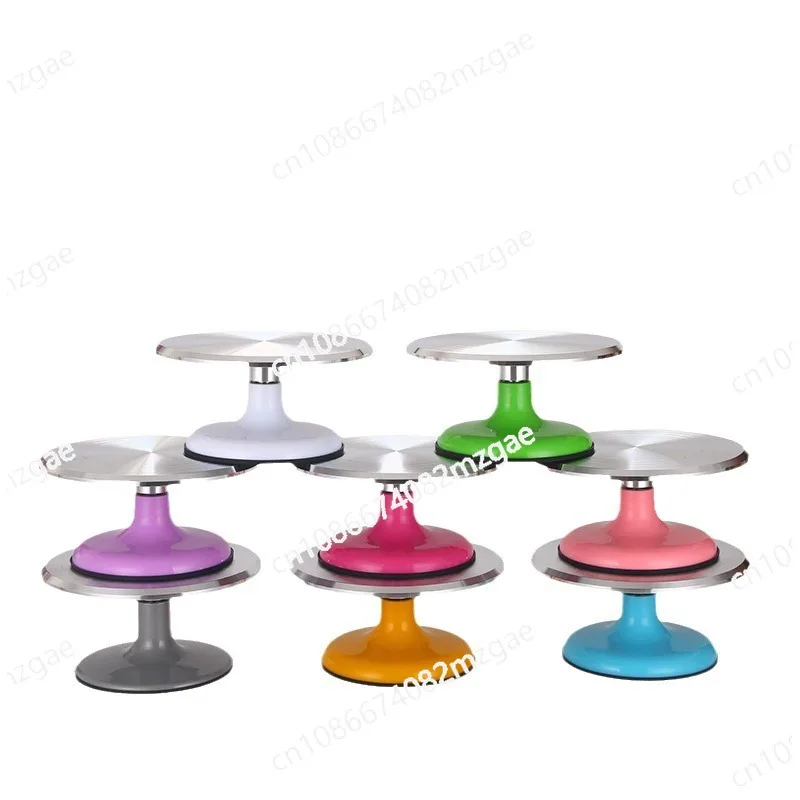 Plastic Base Aluminum Alloy Turntable for Birthday Cakes, Non-Slip Rotating Tray for Cake Decorating and Frosting