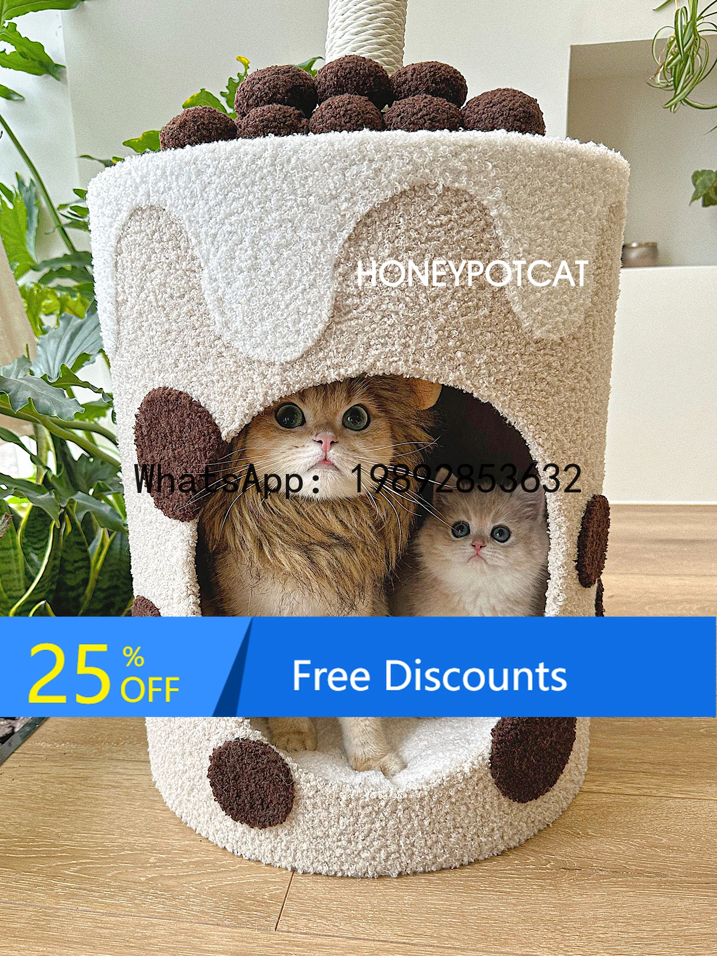 LYY Cat Climbing Frame Swiss Curl Cat Bed Cat Tree Integrated Bubble Tea Bucket Large Winter Warm Bucket