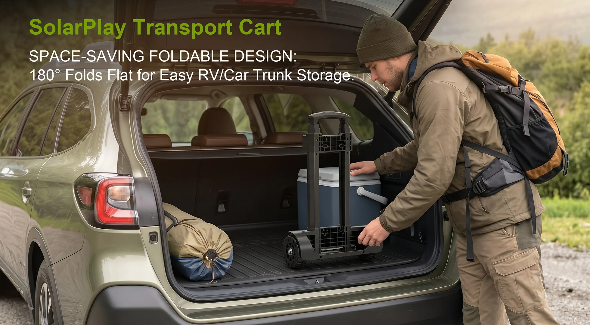 SOLARPLAY Zusammenklappbarer Trolley mit 2-Rädern Tragbarer Generator Kraftwerk Spezialwagen Generatoranhänger für Camping im Freien – Detail 5