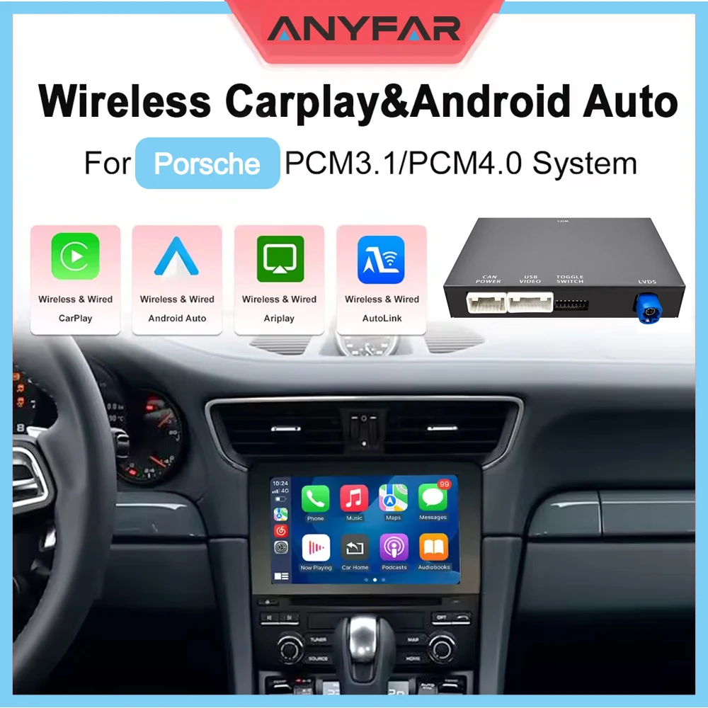 Original Car Screen Upgrade Wireless CarPlay Android Auto Retrofit Kit Decoder Box for Porsche PCM 4.0 Head Unit with 7
