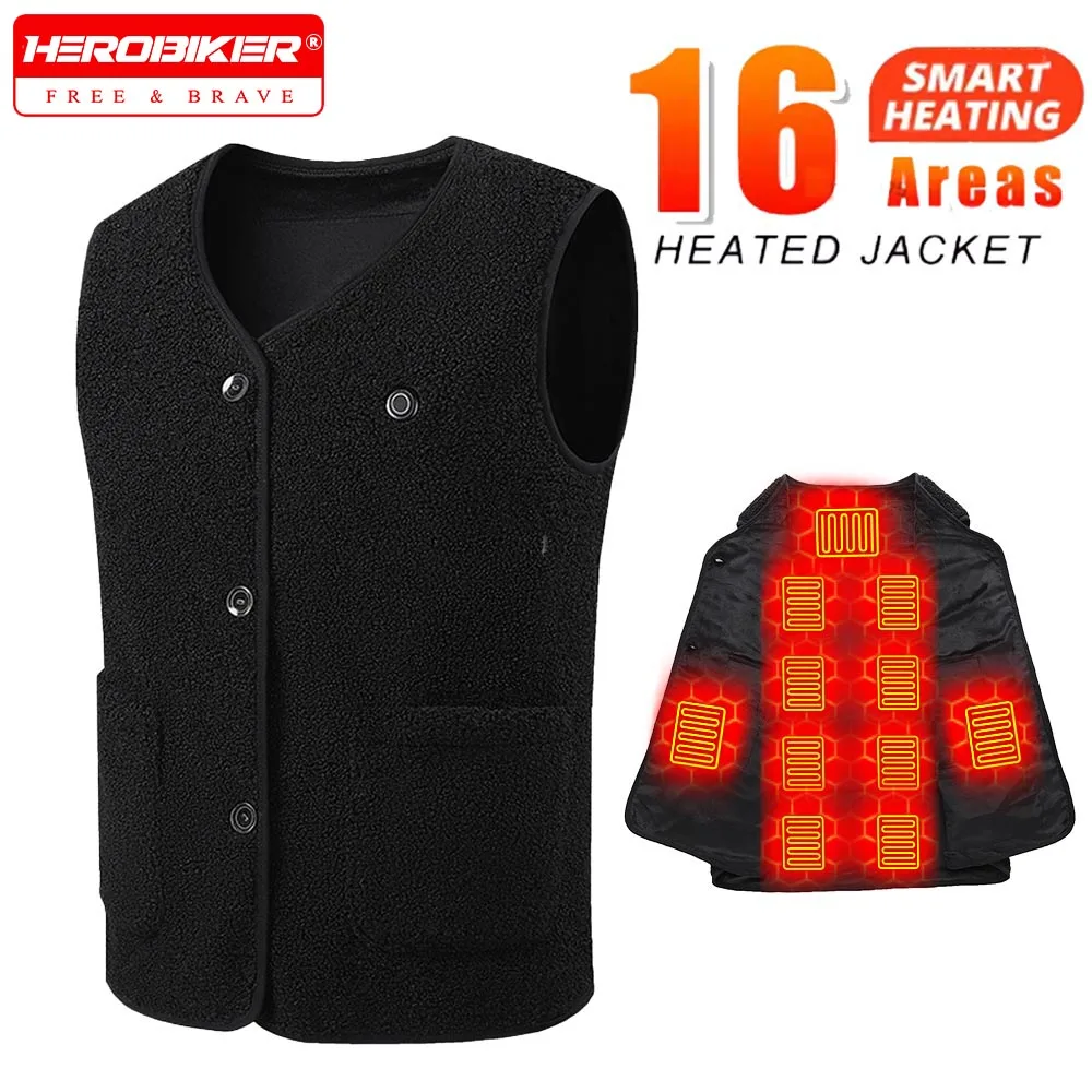 

16 Areas Heated Vest For Men Women USB Electric Heating Vest Smart Heating Fleece Jacket Camping Hiking Winter Heated Clothes
