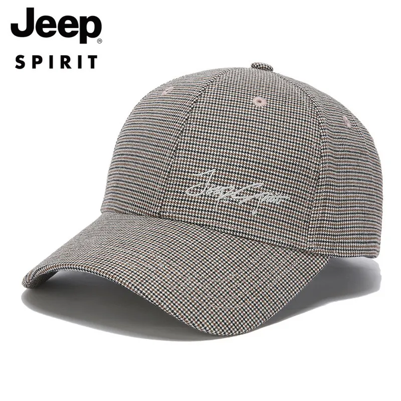 

JEEPSPIRIT Men's and Women's Four Seasons Thousand Bird Grid Baseball Hat Outdoor Sports Duck Tongue Hat Leisure Sunshade Hat