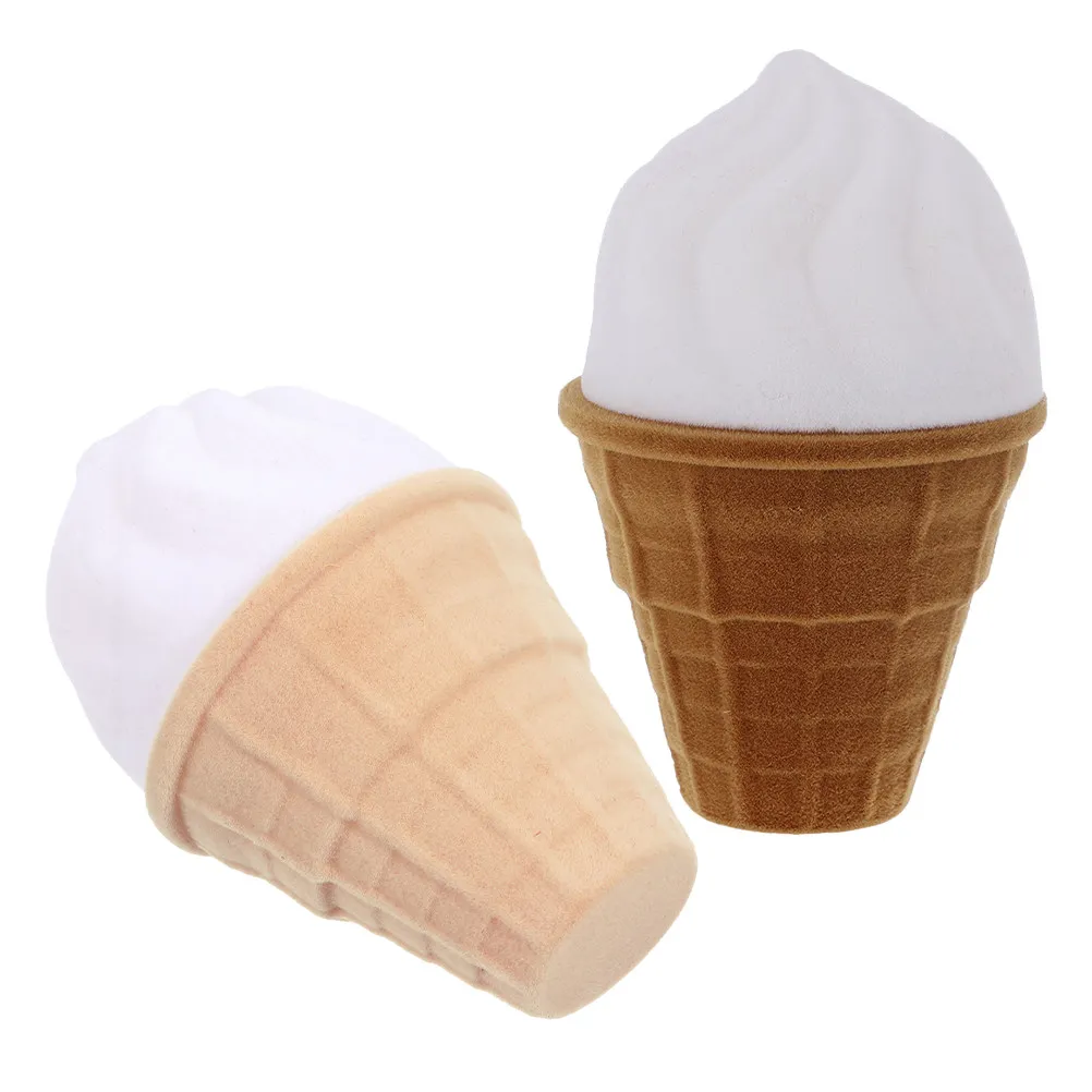 

2Pcs Valentine's Day Ring Boxes Creative Ice Cream Shaped Jewelry Cases Portable Single Ring Storage Cute Cartoon Jewelry