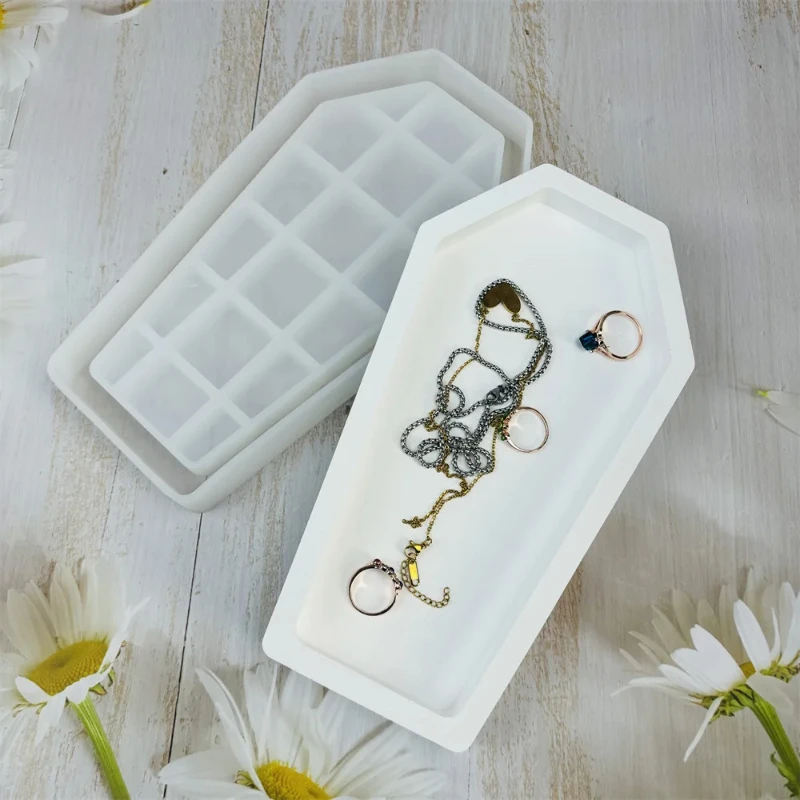 

Halloween Coffin Storage Box Resin Mold Tray Serving Plate Board Plaster Mold DIY Crafts Jewelry Holder Deco Casting Tools
