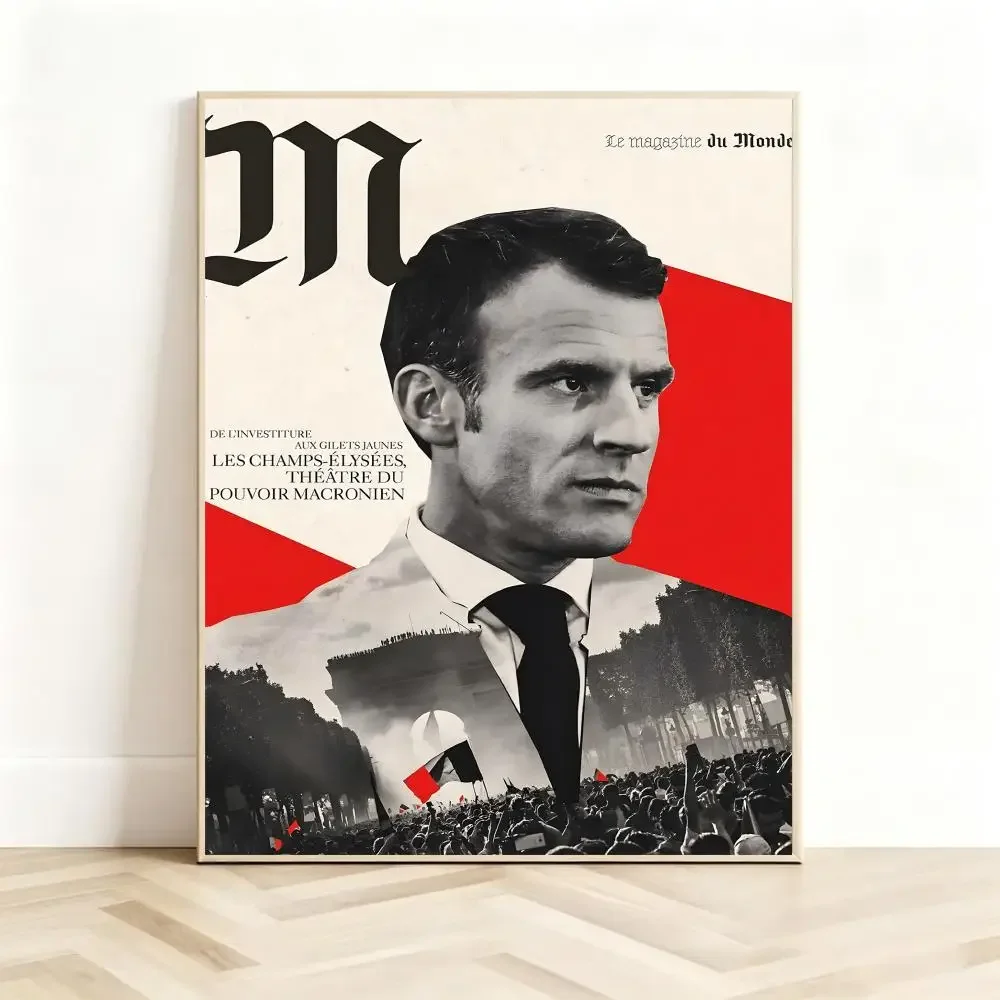 Influential Publicfigure E-Emmanuel Macron Poster Classic Self-Adhesive PP Wall Sticker for Living Room Bar Decor Gift