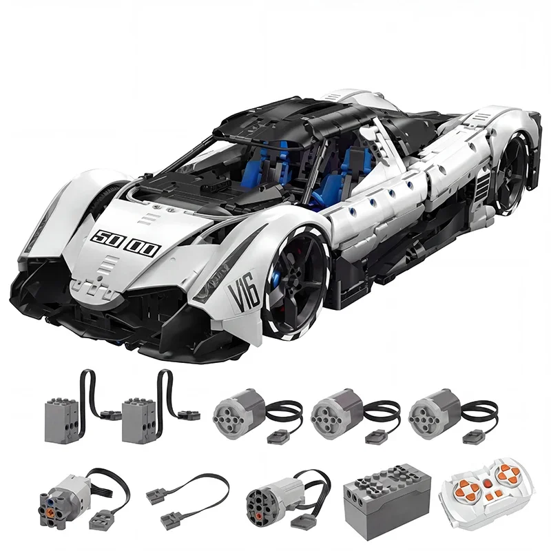 4016PCS RC Technical Devel Sixteen V16 1:8 Building Blocks MOC T5052 Supercar Sports Vehicle Model Kit Ornament Toy Adults Gifts