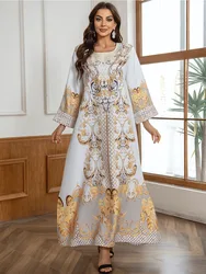 Eid Muslim Dress for Women Abaya Beading Diamond Abayas Arab Dubai Jalabiya Party Dresses Kaftan Vestidos Largos Long Robe 2024