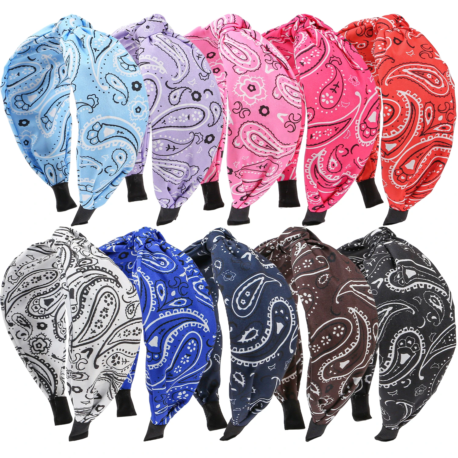 

5 шт., женские повязки на голову, повязки для волос с узором пейсли, повязка на голову-тюрбан, эластичные повязки на голову, тканевые повязки в полоску для женщин и девочек