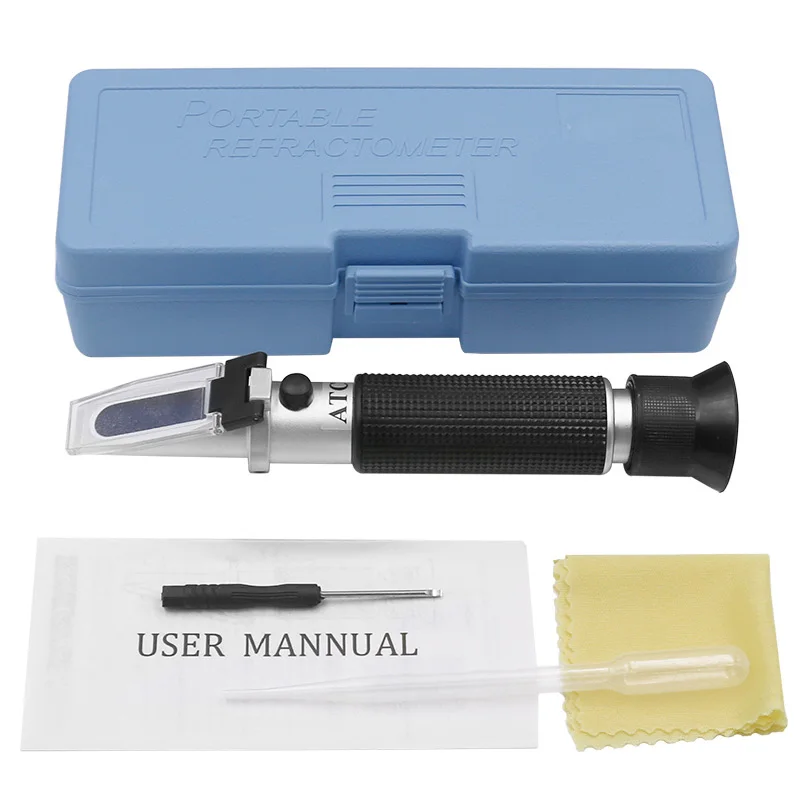 ATC 0-80%  Alcohol Refractometer Portable Alcohol Tester Adjustable Manual Focus Aluminum