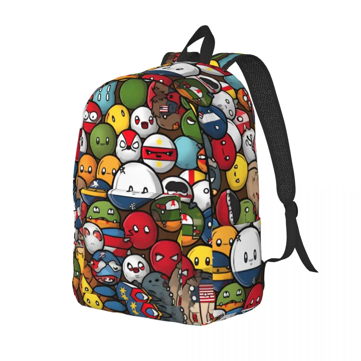 Countryball Cartoon Backpack for Kindergarten Primary School Student Countries Earth Cute Bookbag Boy Girl Kids Canvas Daypack