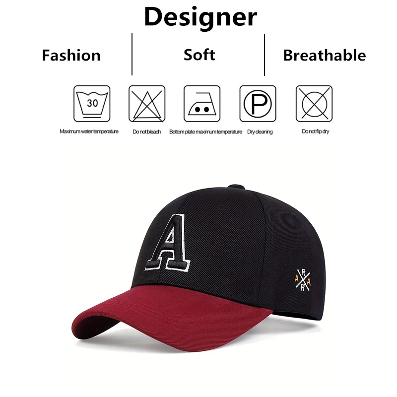 Unisex A Letter Side AR Embroidery Baseball Caps Spring And Autumn Outdoor Adjustable Casual Hats Sunscreen Hat