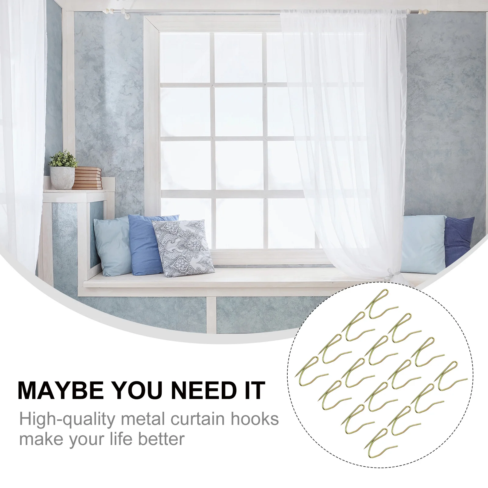 100Pcs Iron Curtain Hooks S-Shape Rustproof Curtain Rings for Bathroom Shower Towel Rack Holder Iron Hook Rustproof Hook