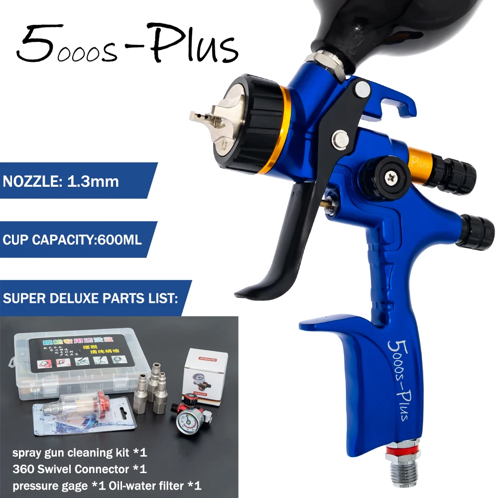 High Quality Spray Gun For Cars 1.3/1.8mm Nozzle Gold Painting Gun With Mixing Cup Water Based Air Spray Gun Airbrush