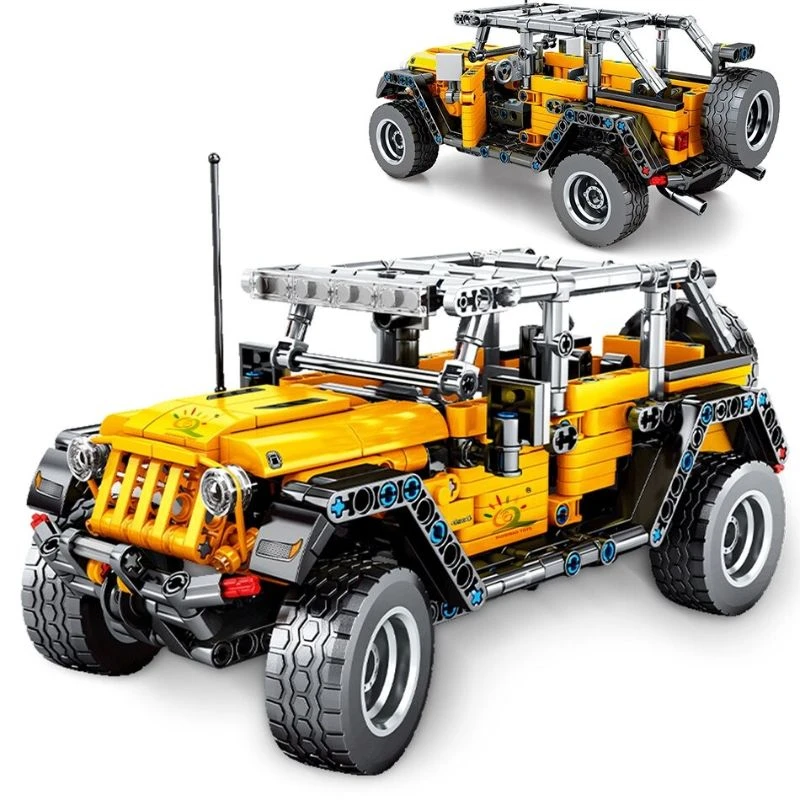 Technical Jeeps Wrangler 601pcs Building Block Assembly Model Pull Back Vehicle Bricks Educational Toy For Gifts