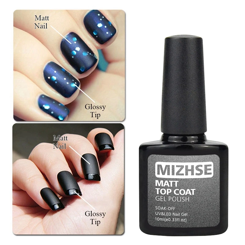 MIZHSE 10ml Tempered No Wipe Top Coat Gel Nail Polish Long Lasting Luxury Surface Bright Base Coat Primer Matte Top Rubber Top