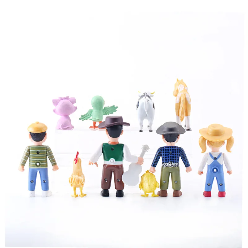 10pcs/set Hot Happy Farm Figures La Granja De Zenon Red Barn Barnyard Farm Kids Cute Toy Adorable Dolls Children Charm Gifts