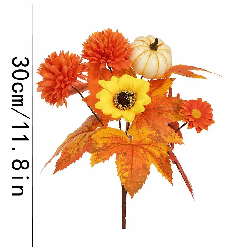 2026 Herbstdekoration Künstliche Herbstblumen Kunstseiden-Rosen-Sonnenblumen-Bouquet für Heim-, Hochzeits-, Garten- und Tischdekoration – Detail 9