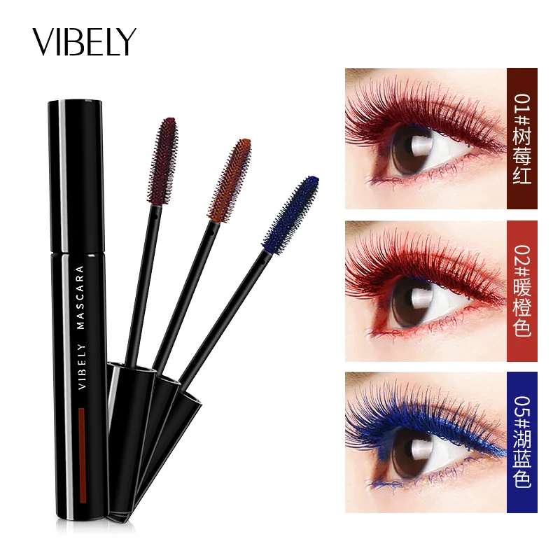 Vibely farbige Mascara Wimpern verlängern gekräuselte Wimpern blau gelb grün Mascara wasserdicht langlebige schmutz abweisende Augen Make-up