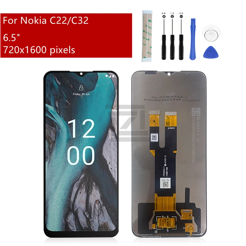 For Nokia C22 LCD Display Touch Screen Digitizer Assembly For Nokia C32 Screen With Frame Replacement Repair Parts 6.5\